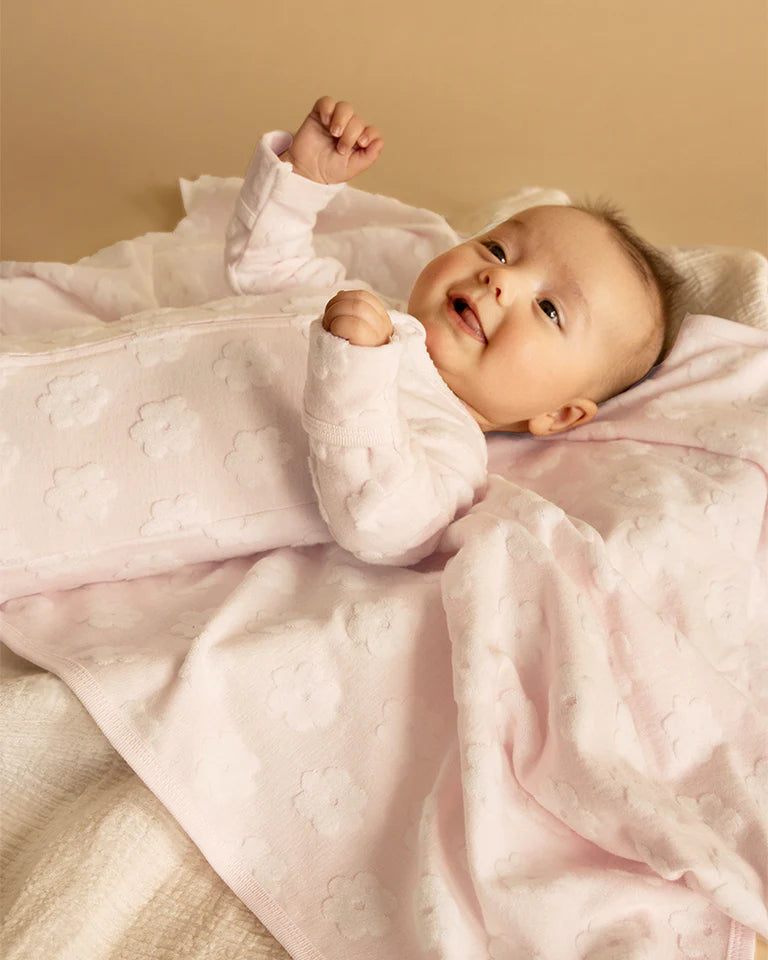 Bebe - Pink Flower Organic Jacquard l/s Onesie