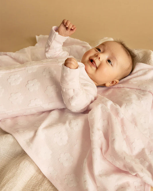 Bebe - Pink Flower Organic Jacquard l/s Onesie
