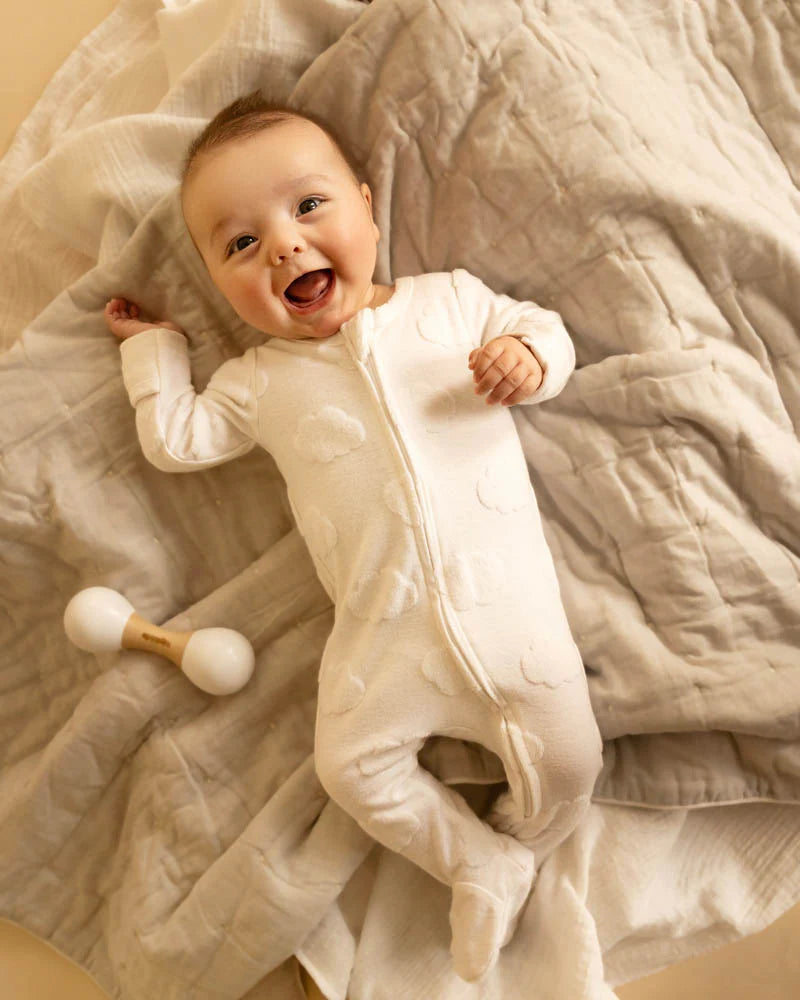 Bebe - White Cloud Organic Jacquard l/s Onesie