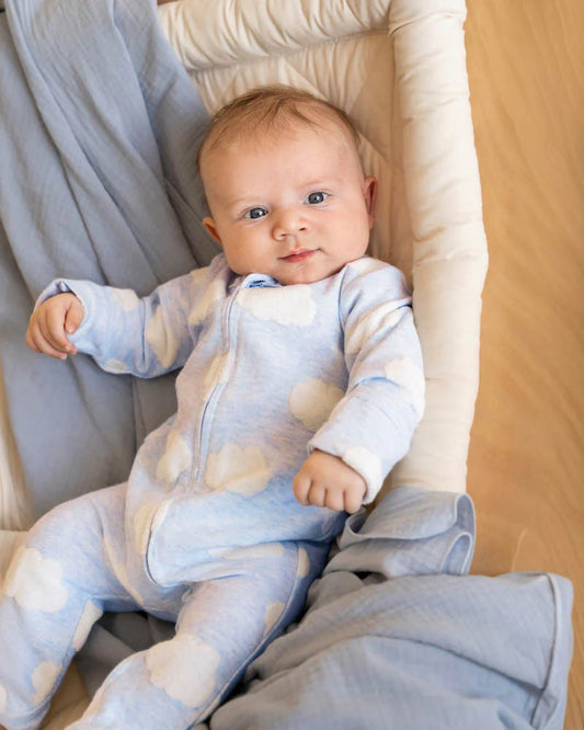 Bebe - Blue Cloud Organic Jacquard l/s Onesie