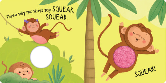Squeaky Plush Board Book- Five Silly Monkeys