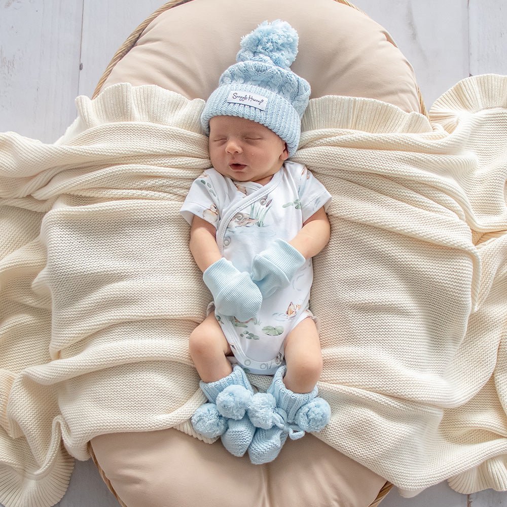 Snuggle Hunny - Baby Blue Organic Cotton Rib Mittens