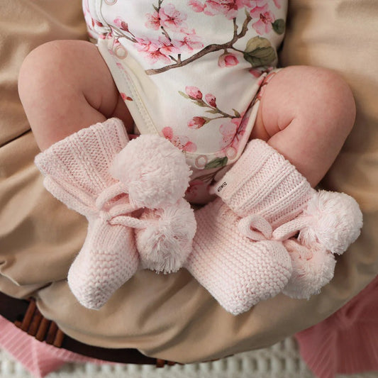 Snuggle Hunny - Blush Pink Organic Cotton Knit Booties
