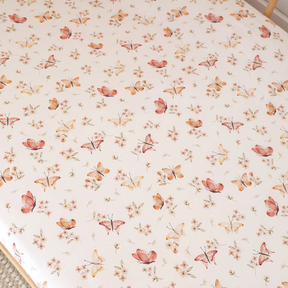 Snuggle Hunny Kids - Butterfly Organic Fitted Cot Sheet