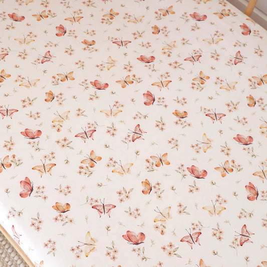 Snuggle Hunny Kids - Butterfly Organic Fitted Cot Sheet