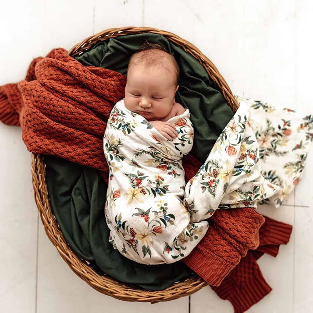 Snuggle Hunny - Festive Berry Baby Muslin Swaddle