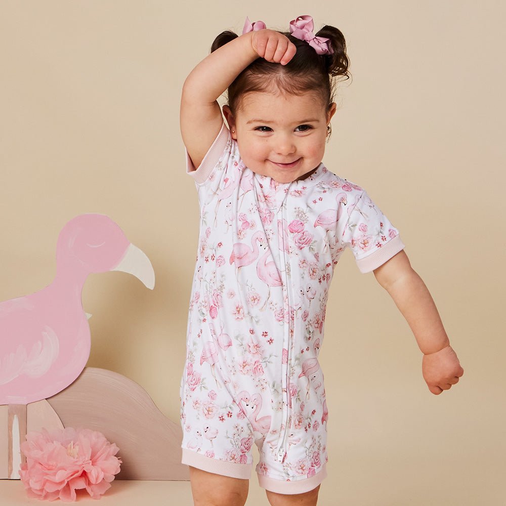 Snuggle Hunny - Flamingos Organic Snuggle Shortie