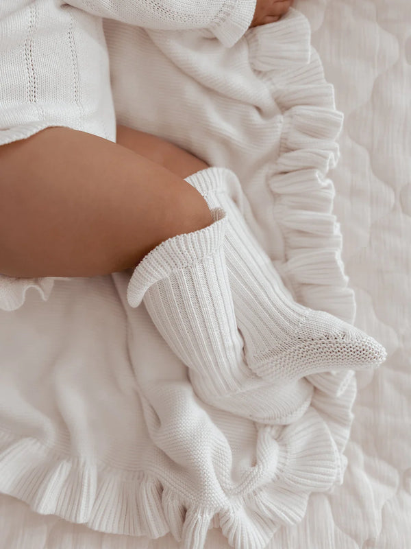 Oia The Label-Knitted High Socks- White