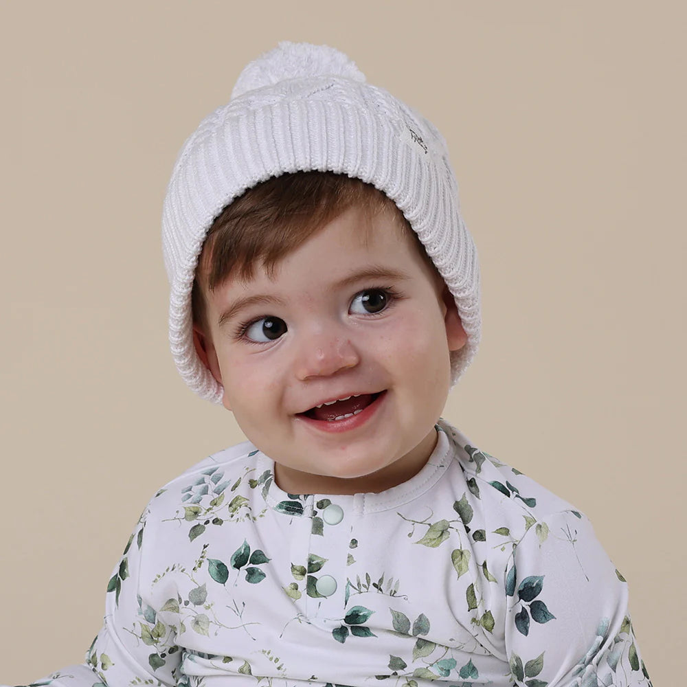Snuggle Hunny - White Organic Knit Beanie