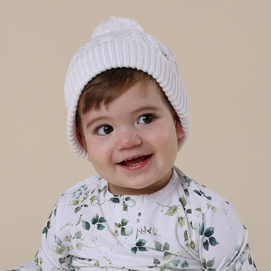 Snuggle Hunny - White Organic Knit Beanie
