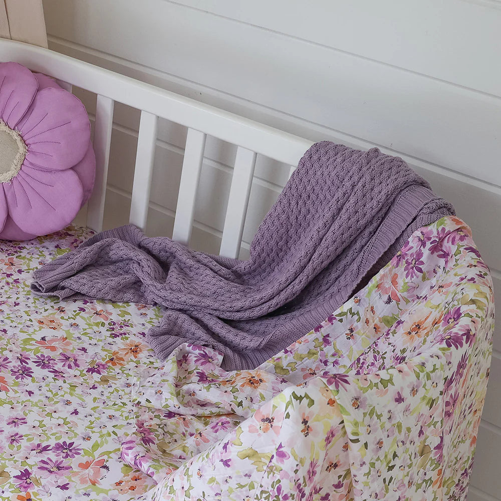 Snuggle Hunny Kids- Lavender Diamond Knit Baby Blanket