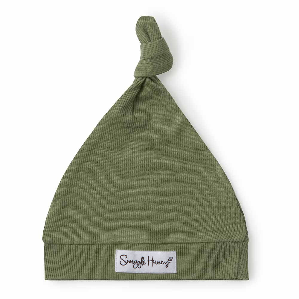 Snuggle Hunny Kids- Olive Ribbed Knotted Beanie