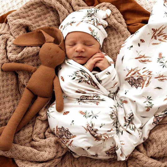 Snuggle Hunny - Koala Organic Jersey Wrap & Beanie Set