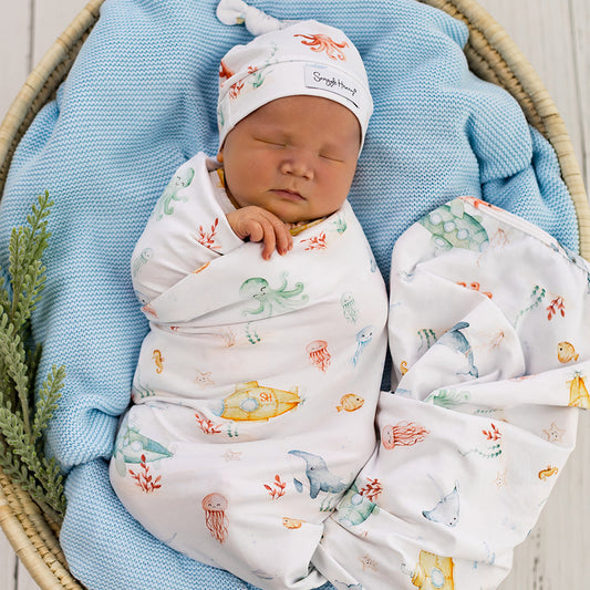 Snuggle Hunny - Little Subs Organic Jersey Wrap & Beanie Set