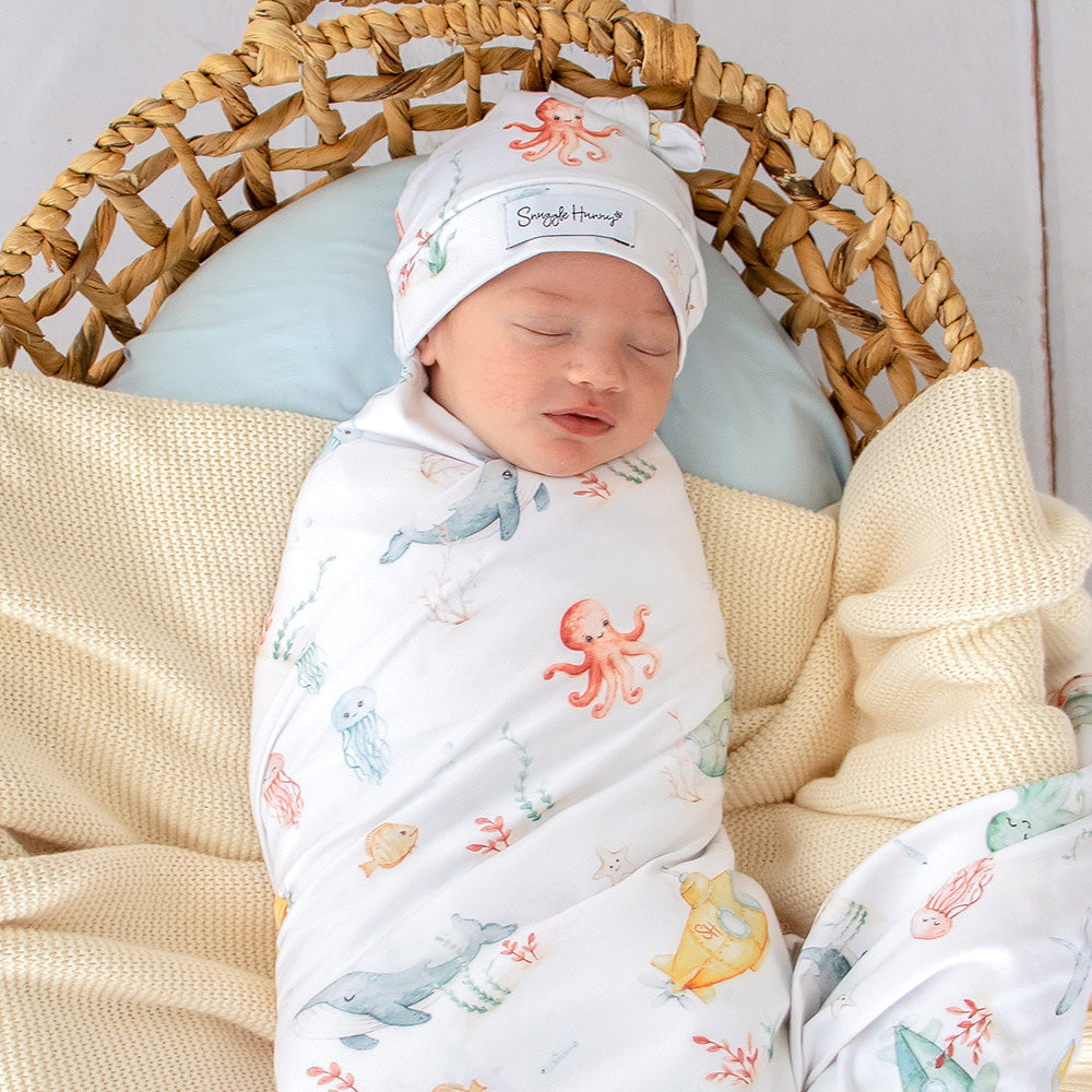 Snuggle Hunny - Little Subs Organic Jersey Wrap & Beanie Set