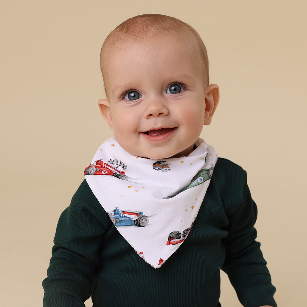 Snuggle Hunny - Little Racers Organic Dribble Bib