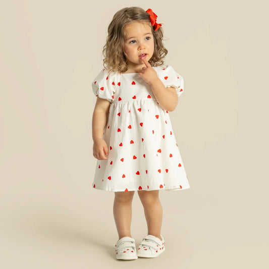 Designer Kidz- Love Hearts Puff Sleeve Dress