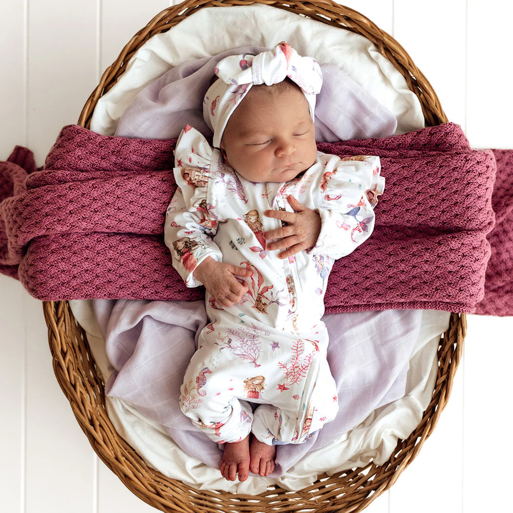 Snuggle Hunny - Mermaid Organic Snugglesuit Convertible Romper with Frill