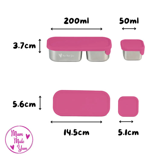Mighty Mini's Stainless Steel Containers- 2 Set- Pink