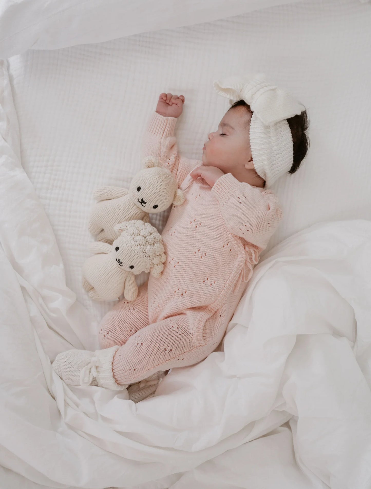 Petit + Co- Baby Pink- Pointelle Long Romper