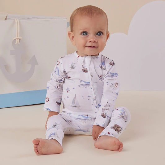 Snuggle Hunny - Set Sail Organic Snugglesuit Convertible Romper