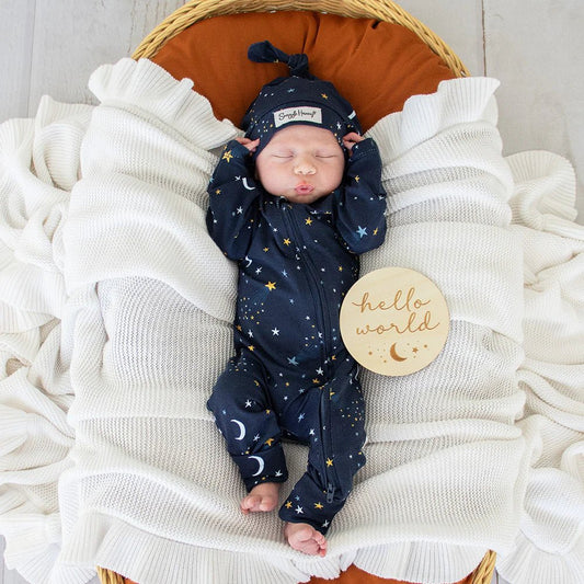 Snuggle Hunny - Starry Night Organic Snugglesuit Convertible Romper