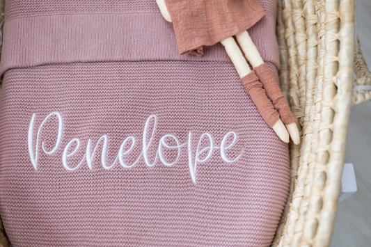 Personalised Knitted Blanket- Rose