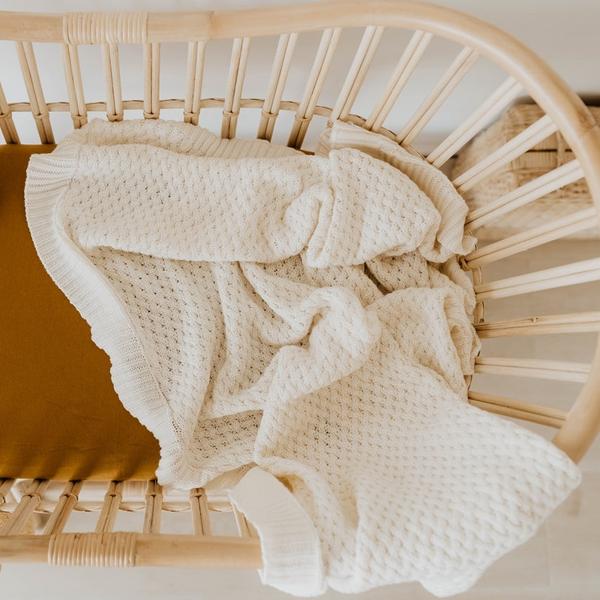 Snuggle Hunny Kids- Cream Diamond Knit Baby Blanket