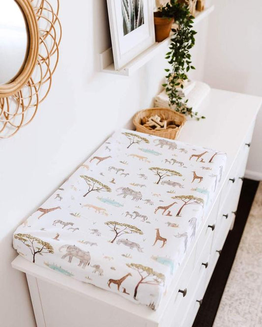 Snuggle Hunny Kids- Safari Fitted Bassinet Sheet & Change Pad Cover