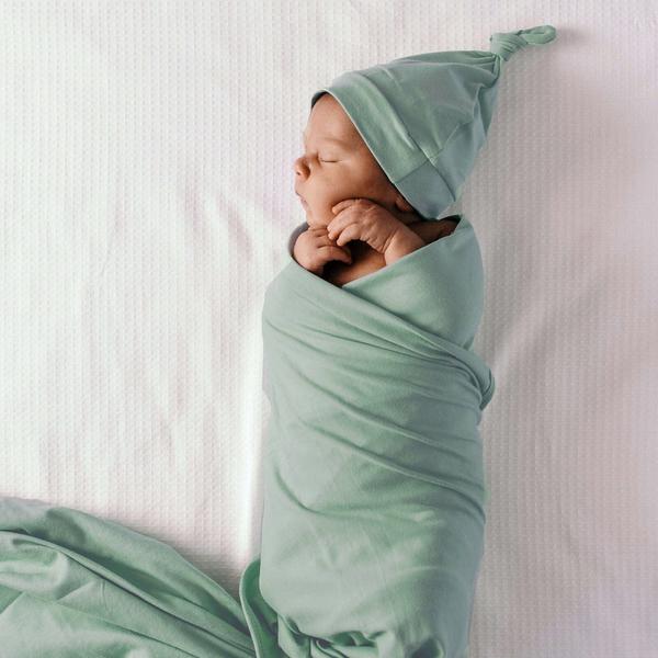 Snuggle Hunny Kids- Sage Jersey Wrap & Beanie Set