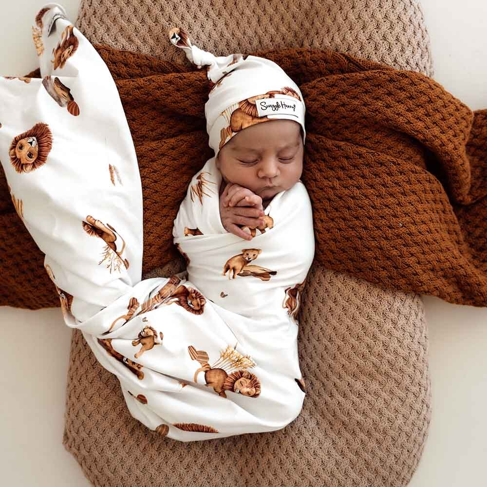 Snuggle Hunny Kids- Lion Jersey Wrap & Beanie Set