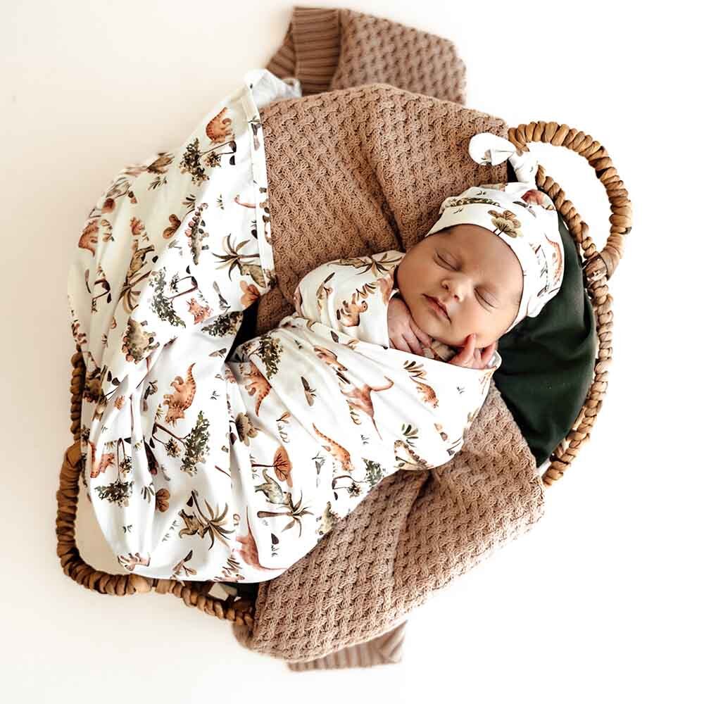 Snuggle Hunny Kids- Dino Jersey Wrap & Beanie Set