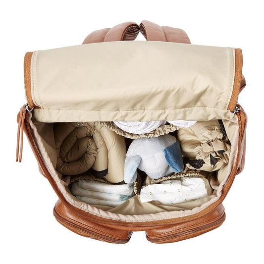 Oi Oi- Faux Leather Nappy Backpack- Tan