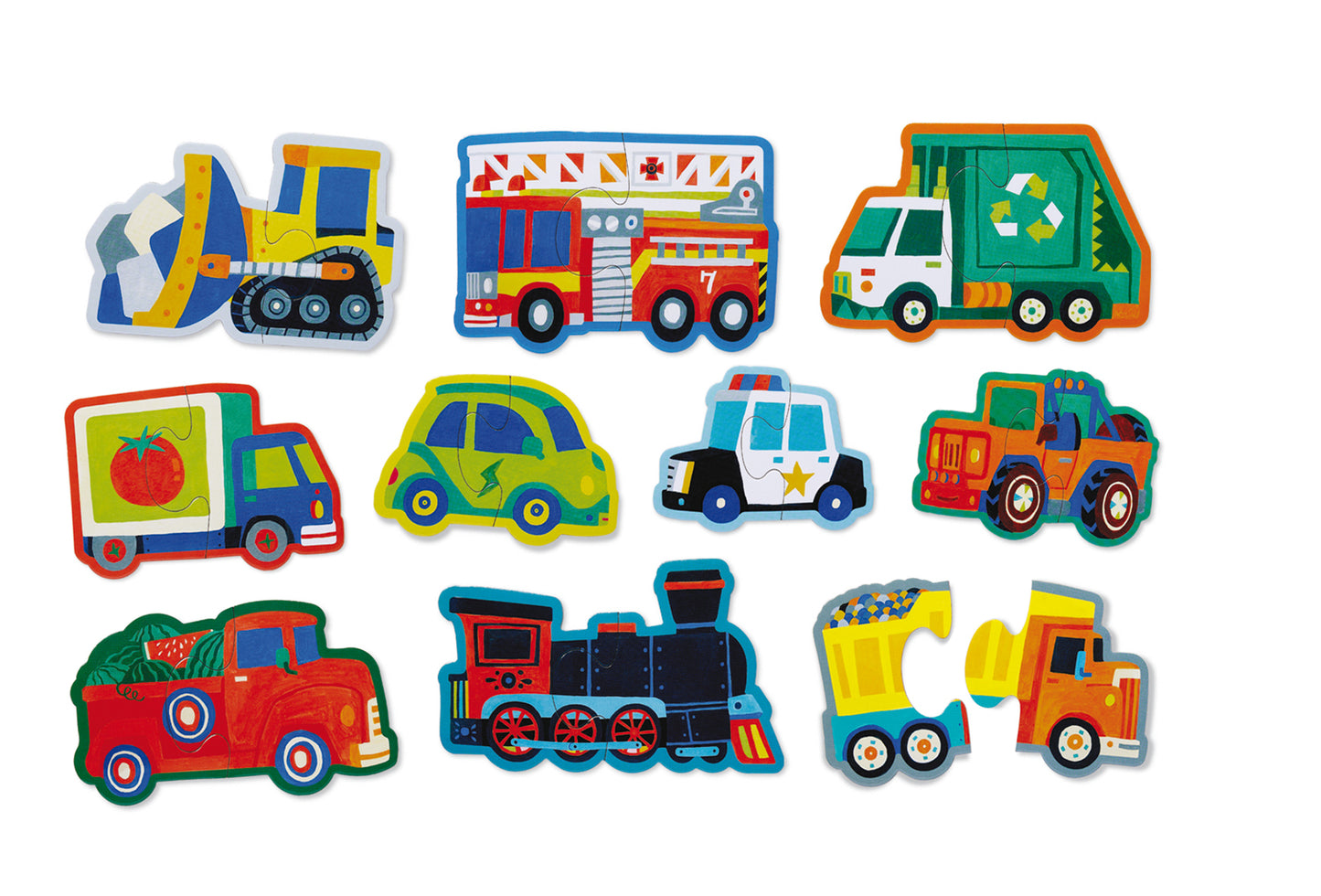 Crocodile Creek- Let's Begin 2 Piece Puzzle- Vehicles