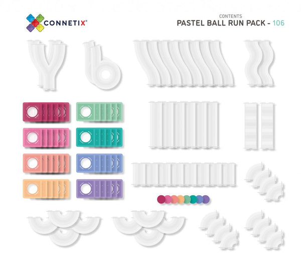 Connetix Tiles- Pastel Rainbow Ball Run 106 Piece
