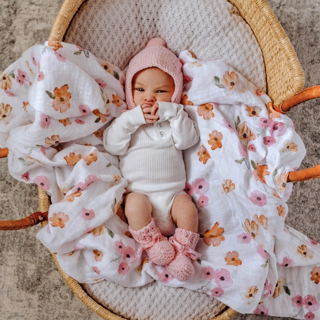 Snuggle Hunny Kids- Pink Bonnet & Bootie Set