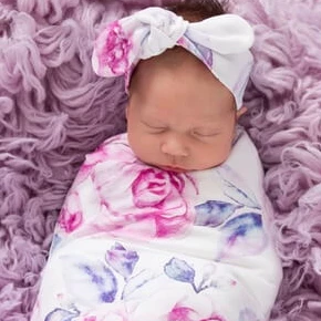 Snuggle Hunny Kids- Lilac Skies Jersey Wrap & Headband Set