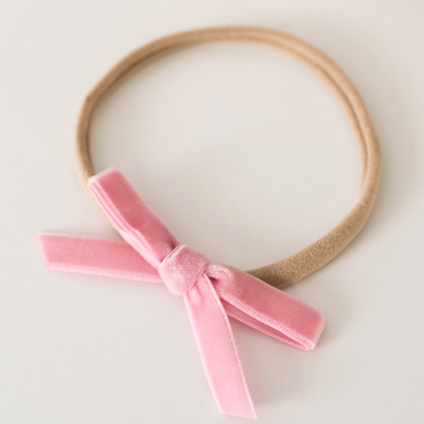 Snuggle Hunny Kids- Rose Pink Velvet Bow Headband