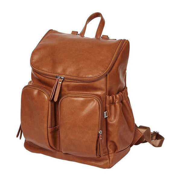 Oi Oi- Faux Leather Nappy Backpack- Tan