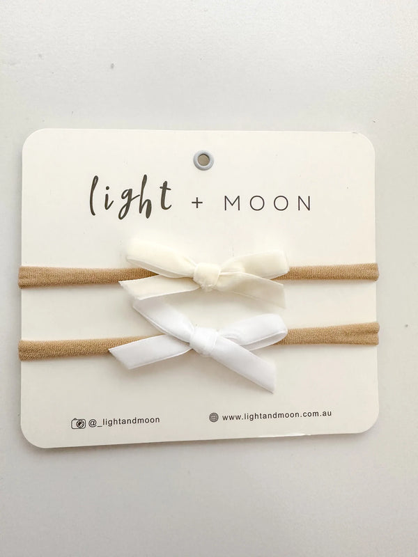 Light and Moon-Cream/White Velvet Bows