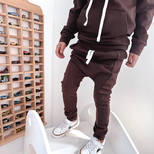 Basic Label Co - Chocolate Fleece Kids Harems