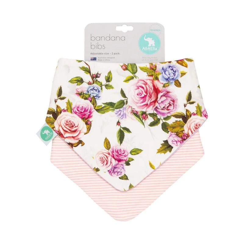 All4Ella- 2 Pack Bandana Bibs- Rose