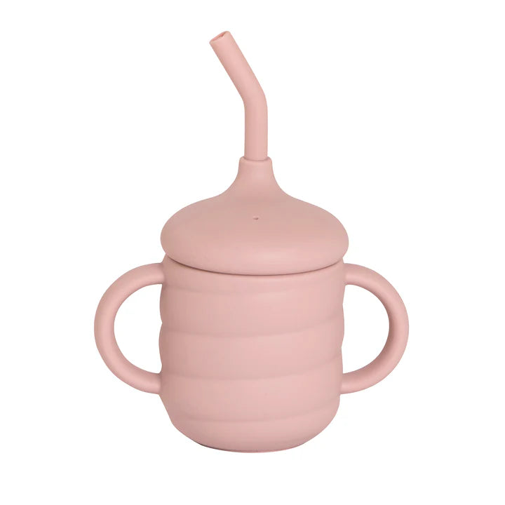 All4Ella-  Silicone Sippy Cup with Straw- Dusty Pink