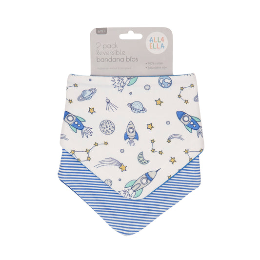 All4Ella- 2 Pack Bandana Bibs- Blast Off