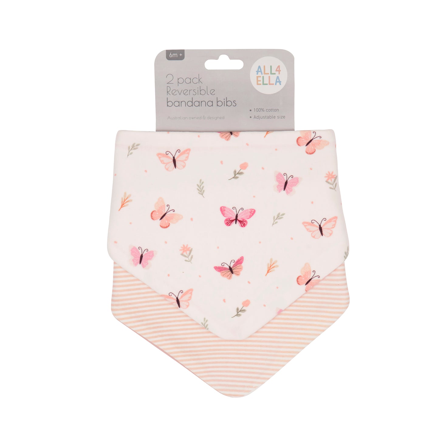 All4Ella- 2 Pack Bandana Bibs- Sweet Butterfly