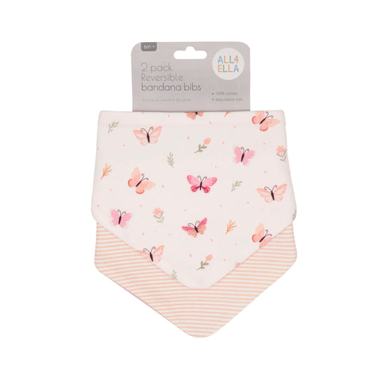 All4Ella- 2 Pack Bandana Bibs- Sweet Butterfly