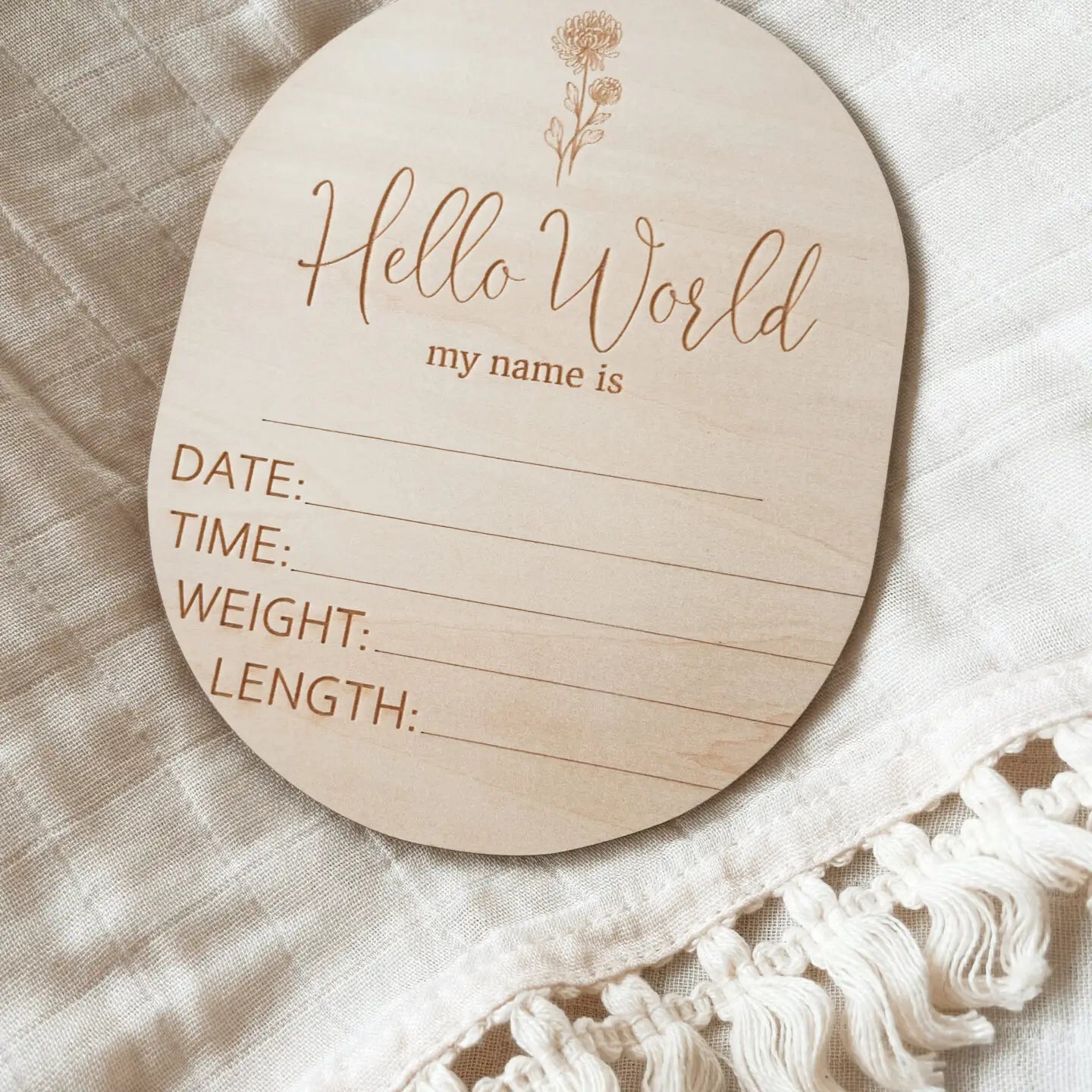 Timber Tinkers- Flower Birth Announcement Plaque