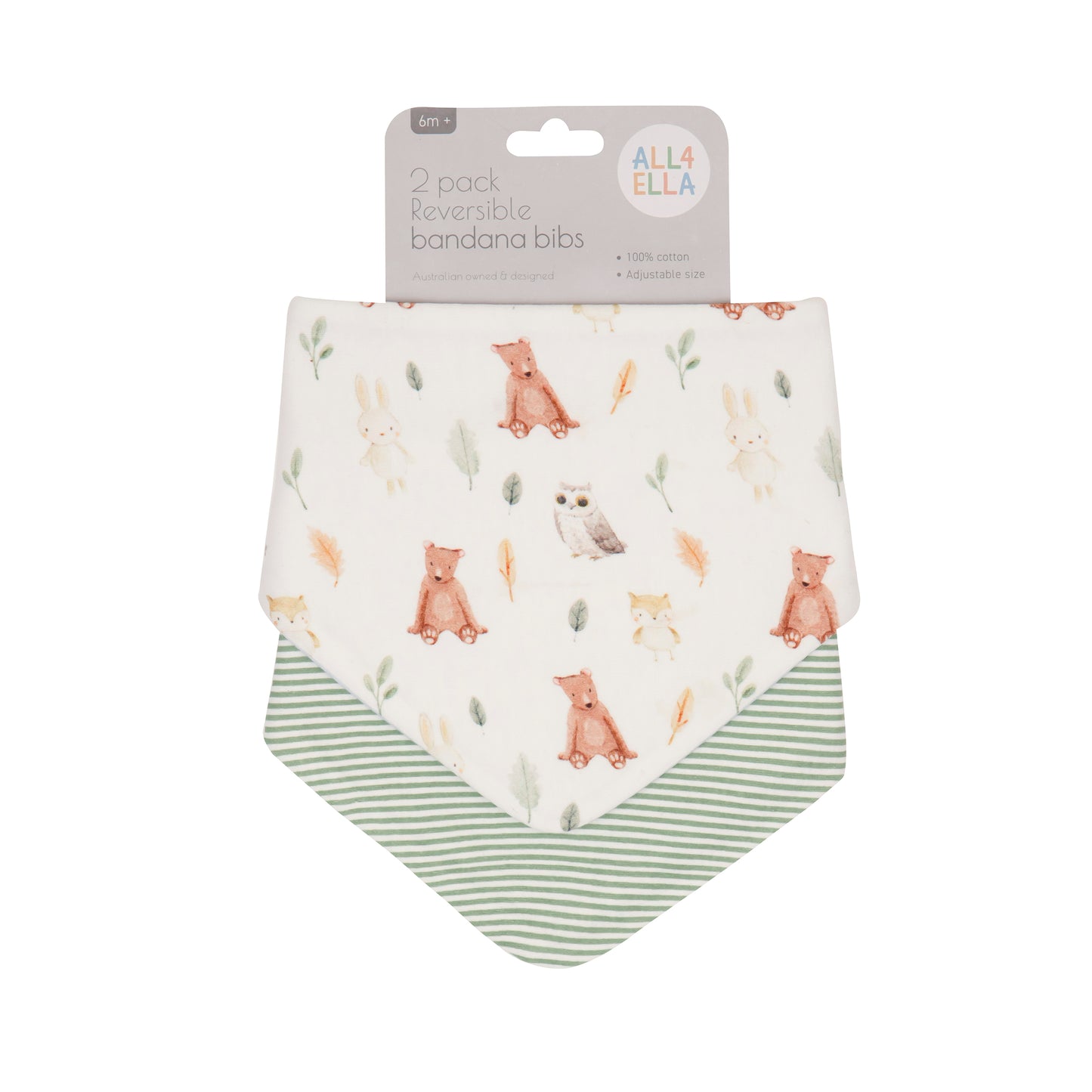 All4Ella- 2 Pack Bandana Bibs- Forest Friends