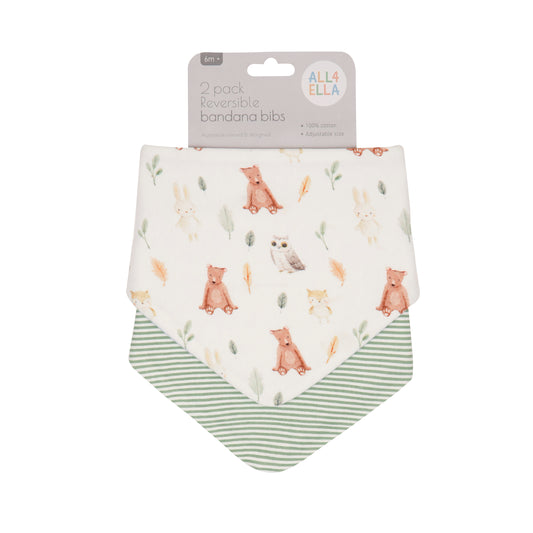 All4Ella- 2 Pack Bandana Bibs- Forest Friends