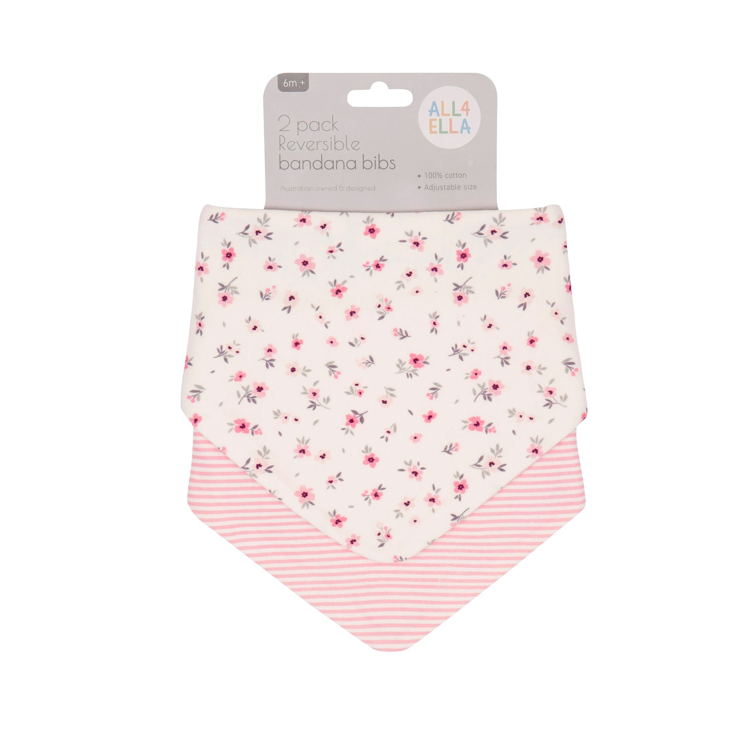 All4Ella- 2 Pack Bandana Bibs- Pink Petals